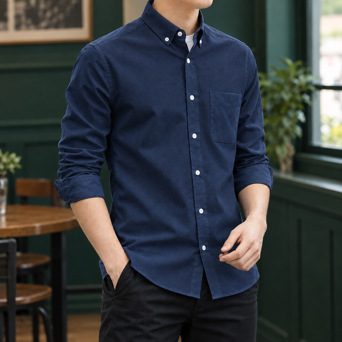 Egon Slim Fit Shirt - Navy Blue