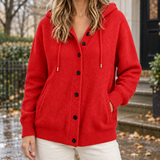 Honoria-Rae Hooded Cardigan - Red