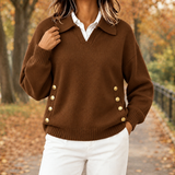 Leila-Louise Collared Sweater - Brown