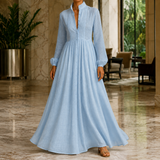 Evangeline Button-Front Maxi Dress - Blue