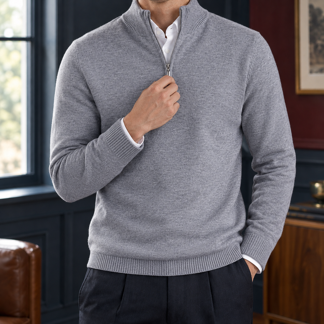 Florian Half-Zip Sweater - Gray