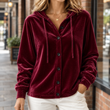 Ottilia Velvet Cardigan - Red