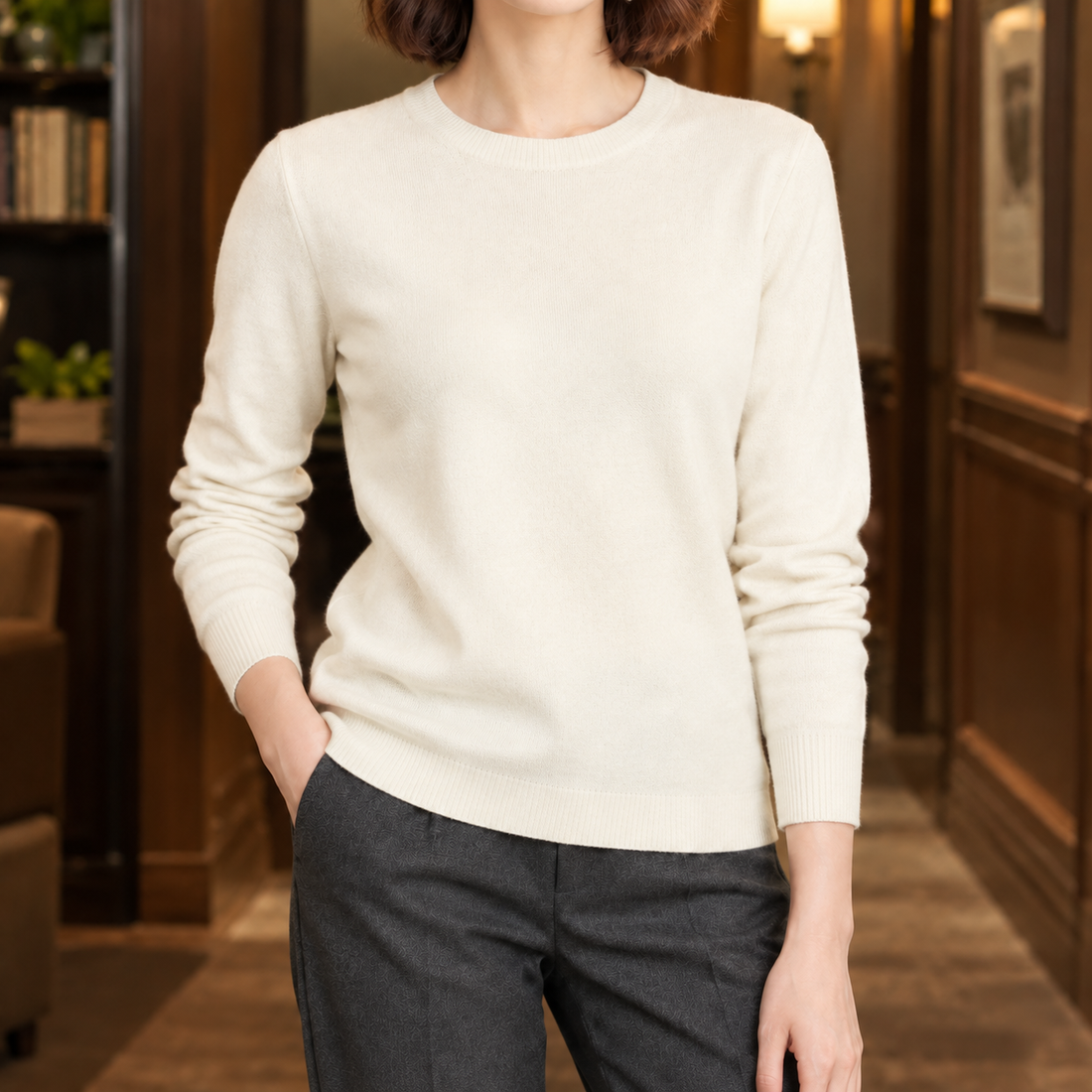 Severine Crew Neck Sweater - Beige