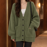Ines-Faye Ribbed Cardigan - Military Green