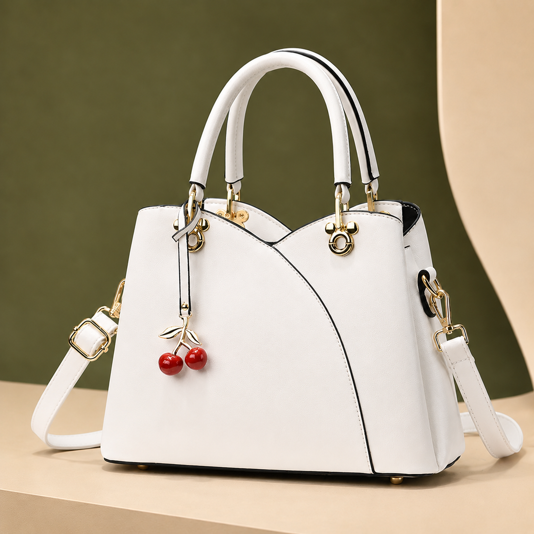 Vinci Cherry Handbag - Valkoinen