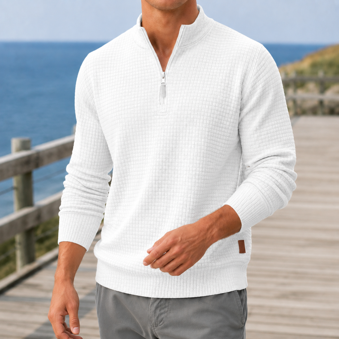 Stefan Mock Neck Sweater - White