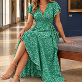 Carina-Jade Ruffled Wrap Dress - Green