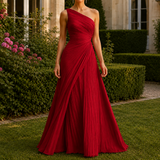 Leonie-Mae One-Shoulder Dress - Red