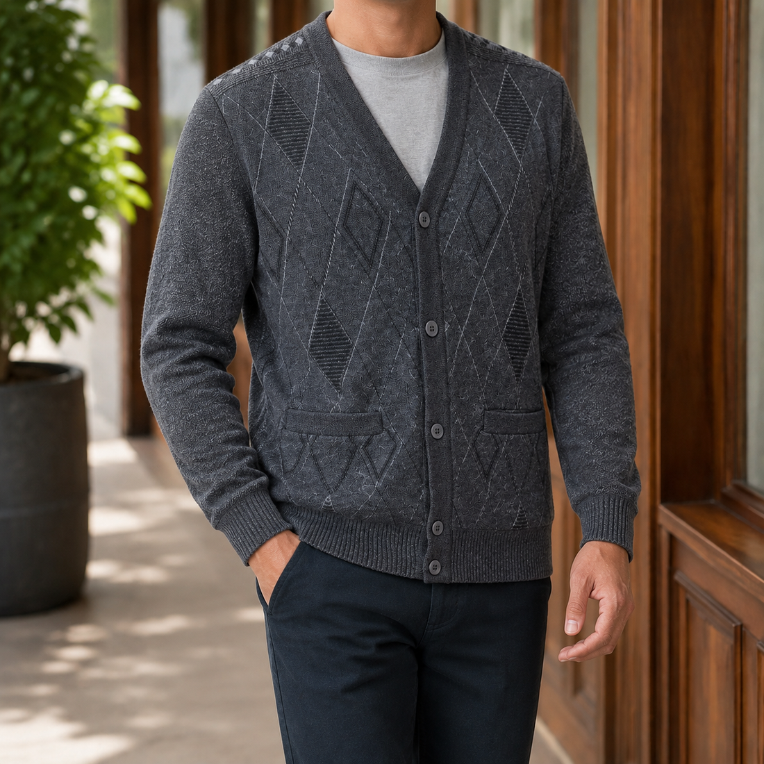 Lambert Argyle Sweater - Dark Gray