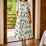 Eva Floral Midi Dress - Green