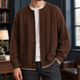 Hugh Cable Cardigan - Coffee