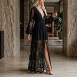 Willa Lace Maxi Dress - Black