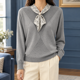 Doverton Scarf Neck Sweater - Gray Blue