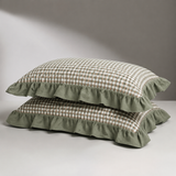 Evermere Ruffled Pillowcase - Sage Gingham