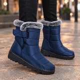 Mantova-Lucca Plush Collar Boots - Blue Fur Collar