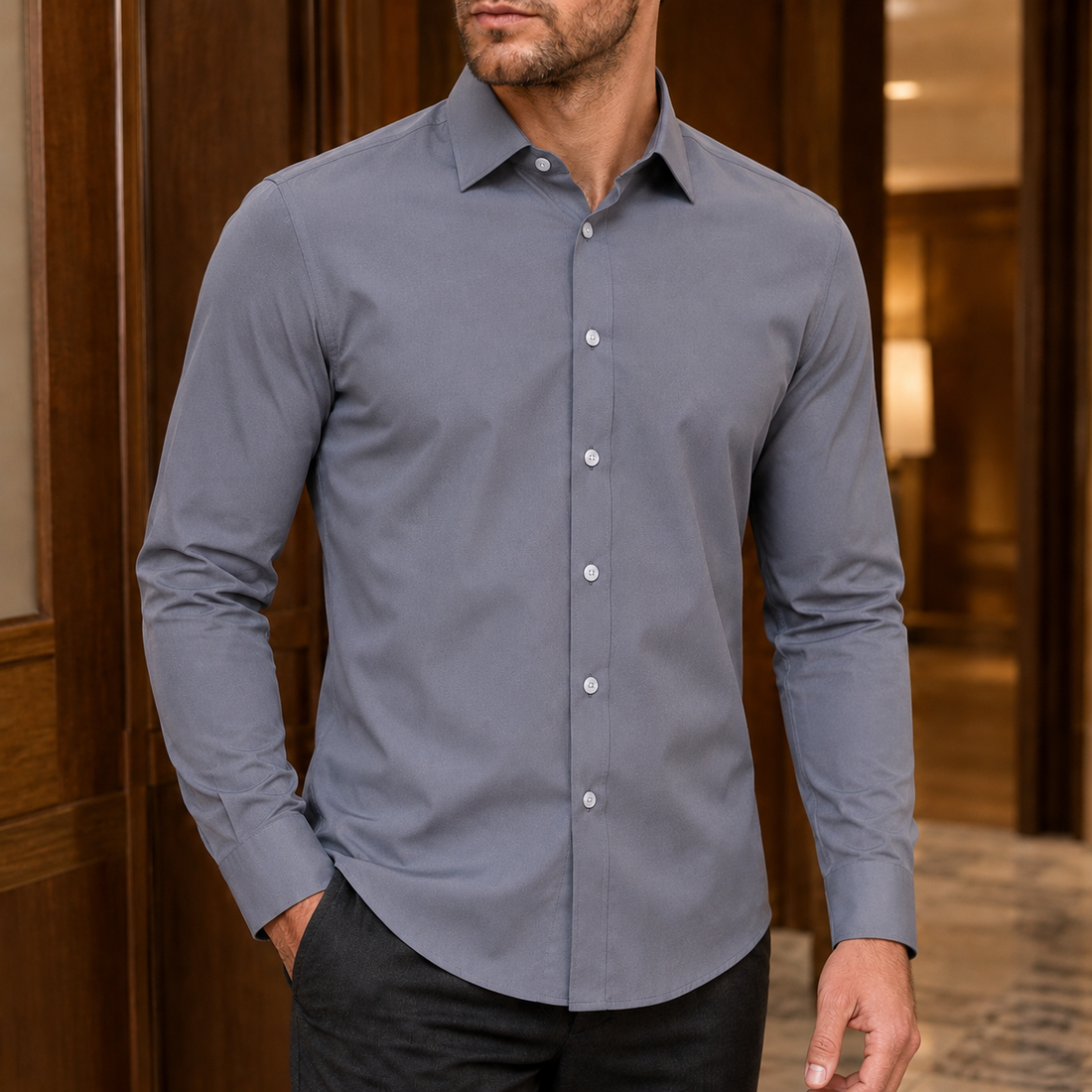 Barnabas Fitted Shirt - Gray