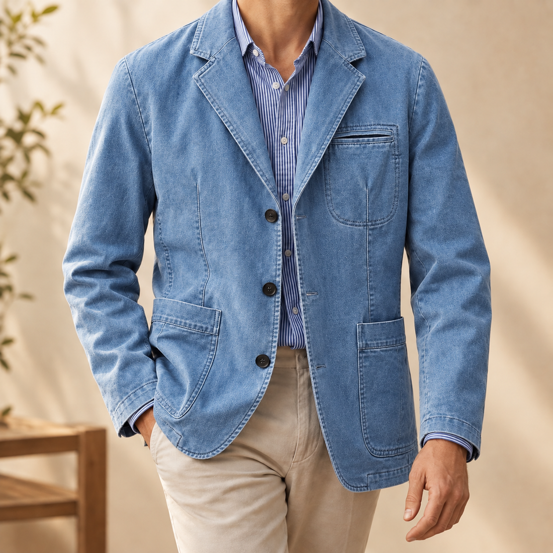 Dario Cotton Blazer - Light Denim