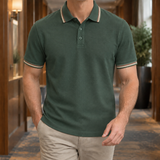 Austin Striped Polo - Dark Green