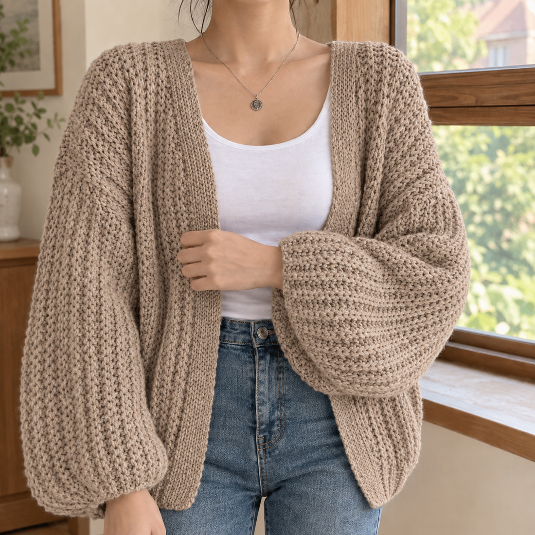 Madeleine-Eve Chunky Cardigan - Camel