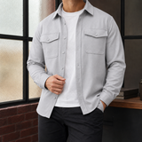 Dario Cotton Overshirt - Light Gray