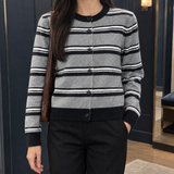 Florentine-Kate Striped Cardigan - Gray Strip