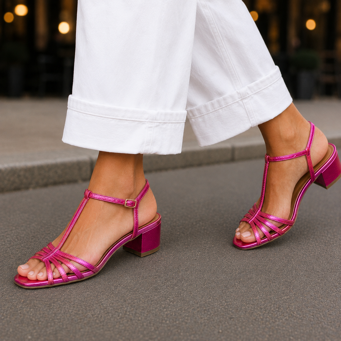 Andrioli T-Bar Sandals - Pink