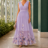 Fleur-Faye Floral Maxi Dress - Purple