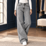 Eugenie Wide Leg Jeans - Image Light Gray