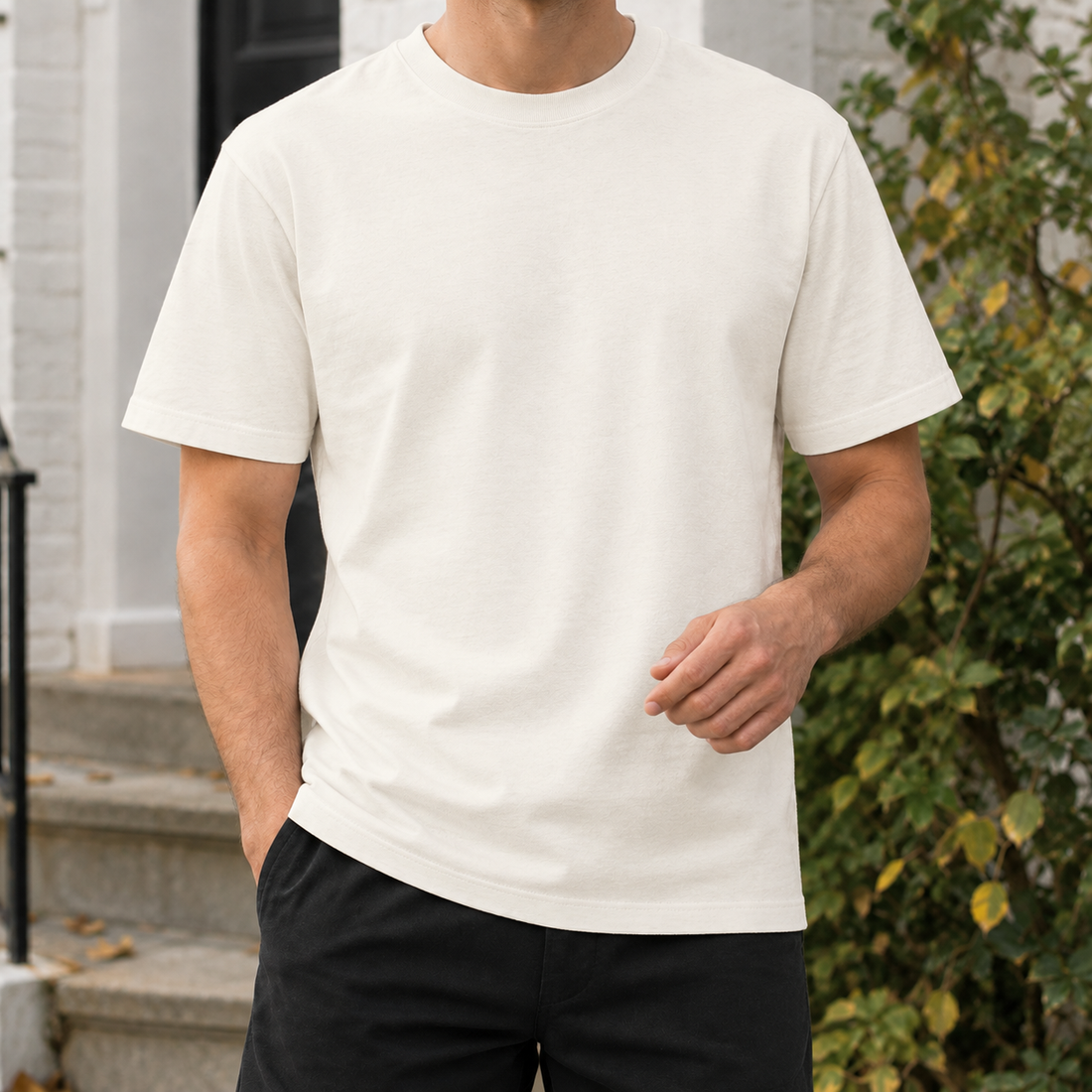 Horace Crew Neck T-Shirt - Pearl White-without Collar Label