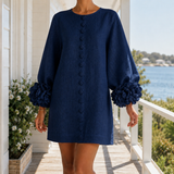Freya-Claire Rosette Cuff Dress - Navy