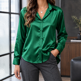 Tiffany Satin Shirt - Dark Green