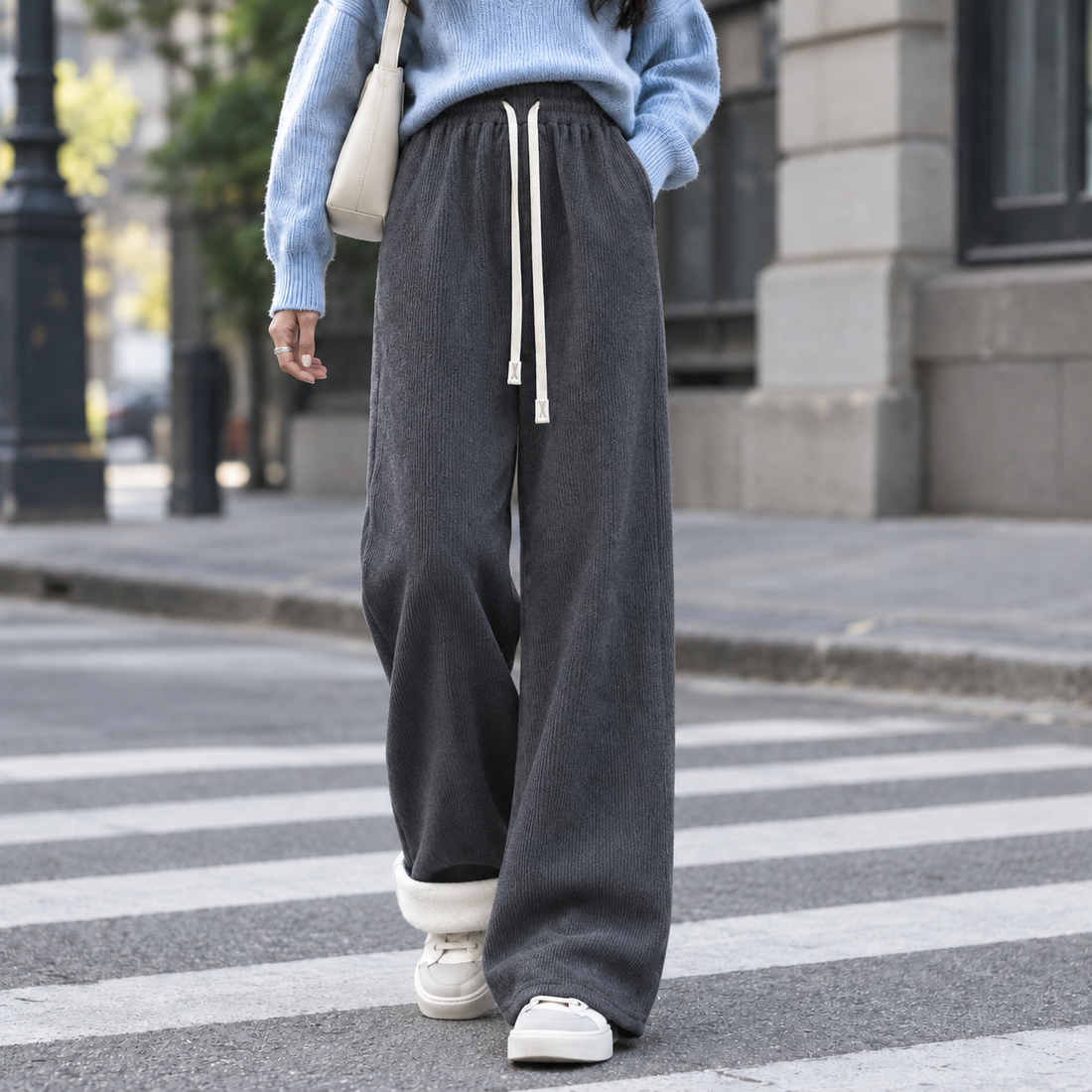 Evelina-Louise Wide Leg Pants - Dark Gray