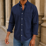 Dorian Chambray Shirt - Navy Blue