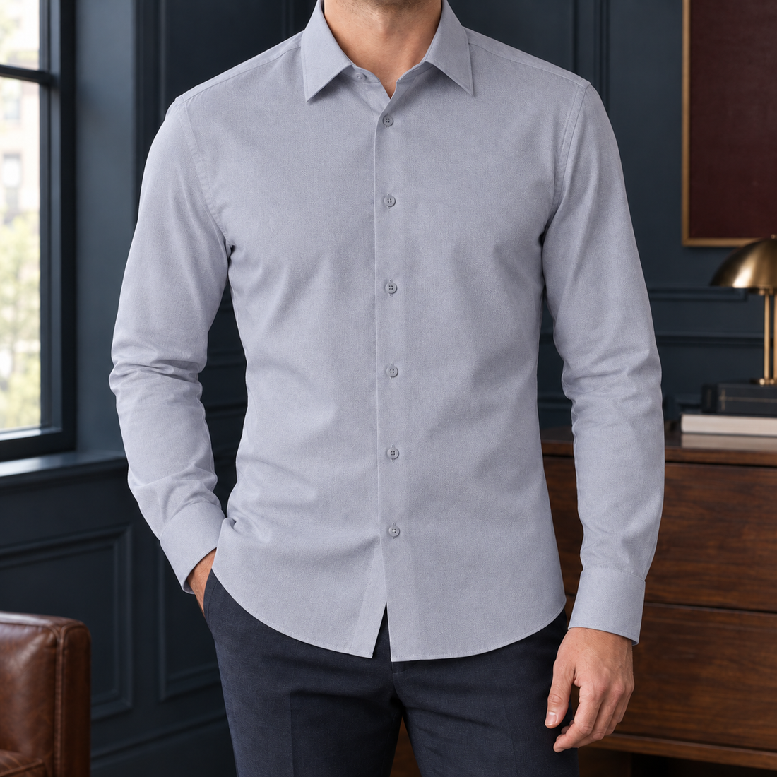 Marco Fitted Shirt - Light Gray