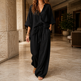 Modesty Relaxed Pants Set - Black