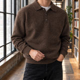 Alderic Chenille Polo Sweater - Brown