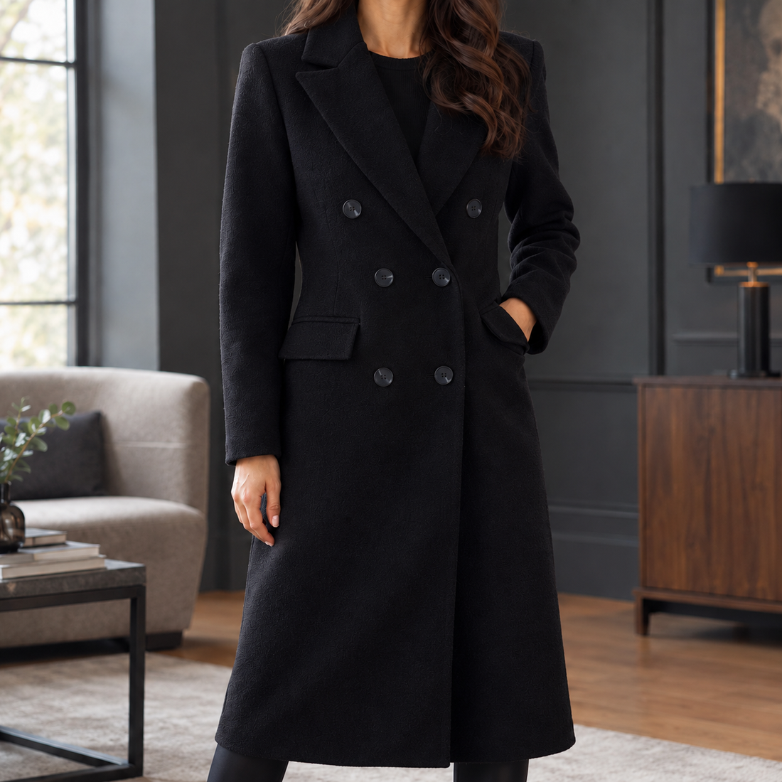 Sidonie-Claire Cashmere Coat - Black