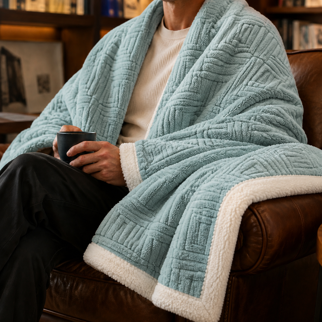 Yewdale Jacquard Throw - Peninsula Blue