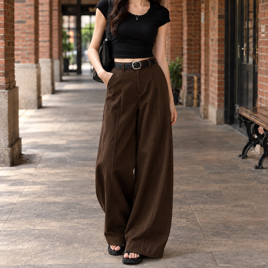 Margot-Eve Wide-Leg Pants - Brown