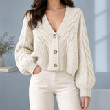 Morwenna-Skye Cable Cardigan - Off-white