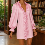 Eva-Claire Ruffle Mini Dress - Pink