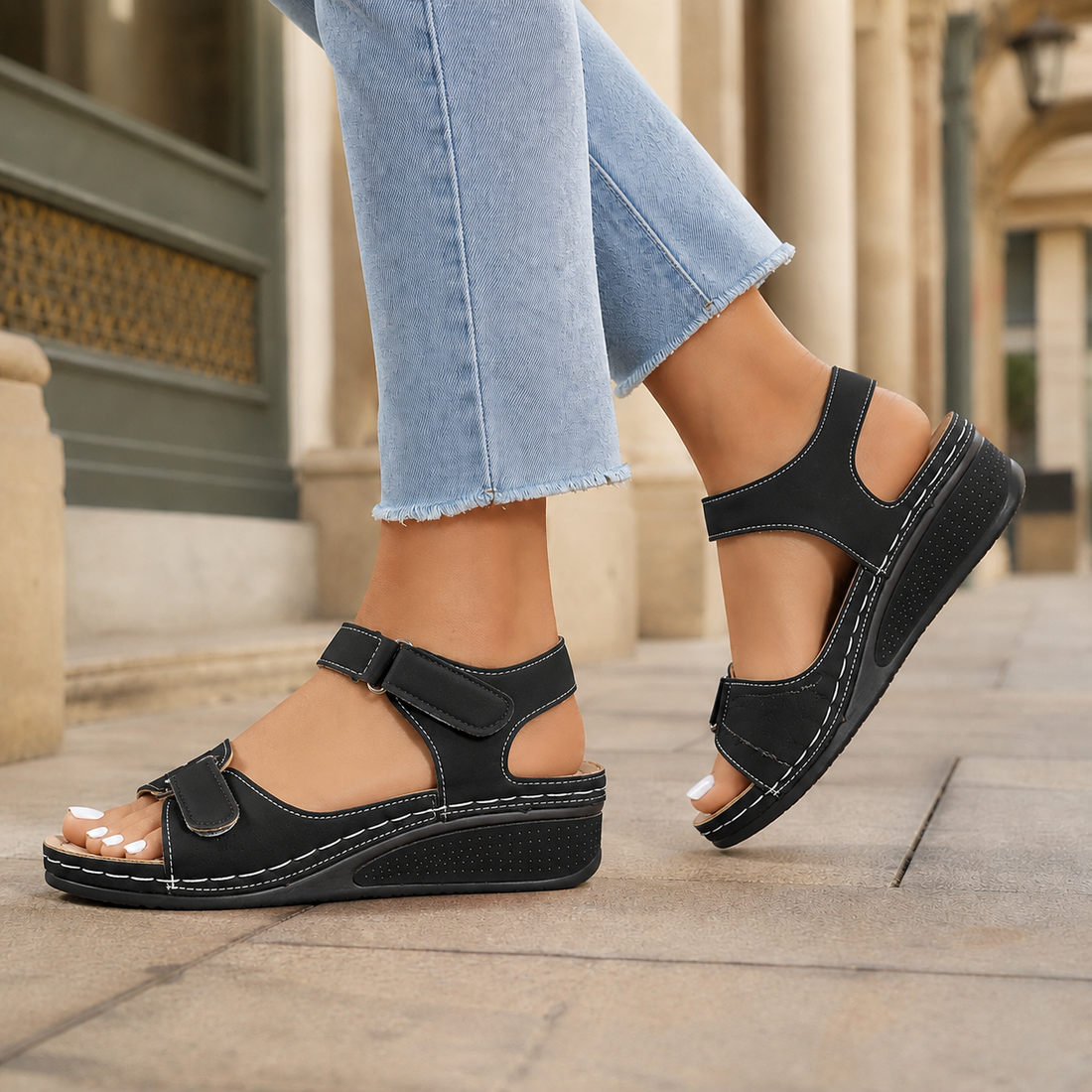 Pacelli Orthopedic Sandals - Black