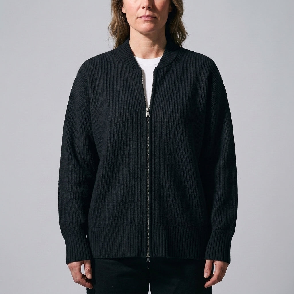 Fenella Zip Cardigan - Black