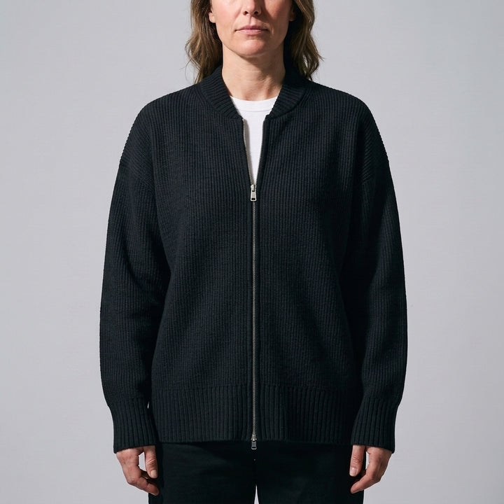 Fenella Zip Cardigan - Black