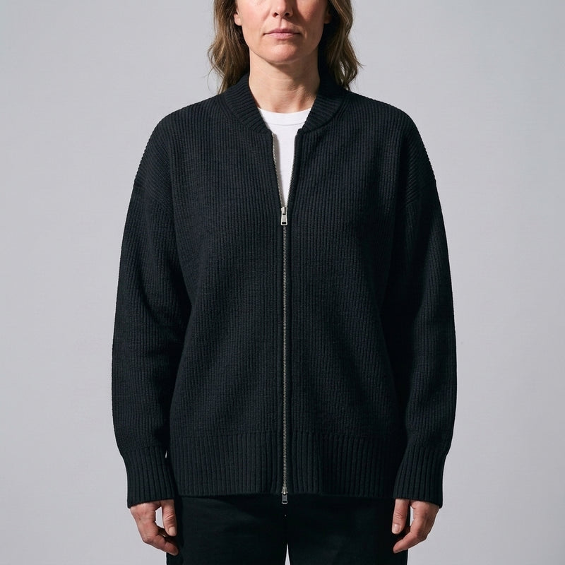 Fenella Zip Cardigan - Black