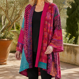 Celine-Sage Patchwork Cardigan - Pink