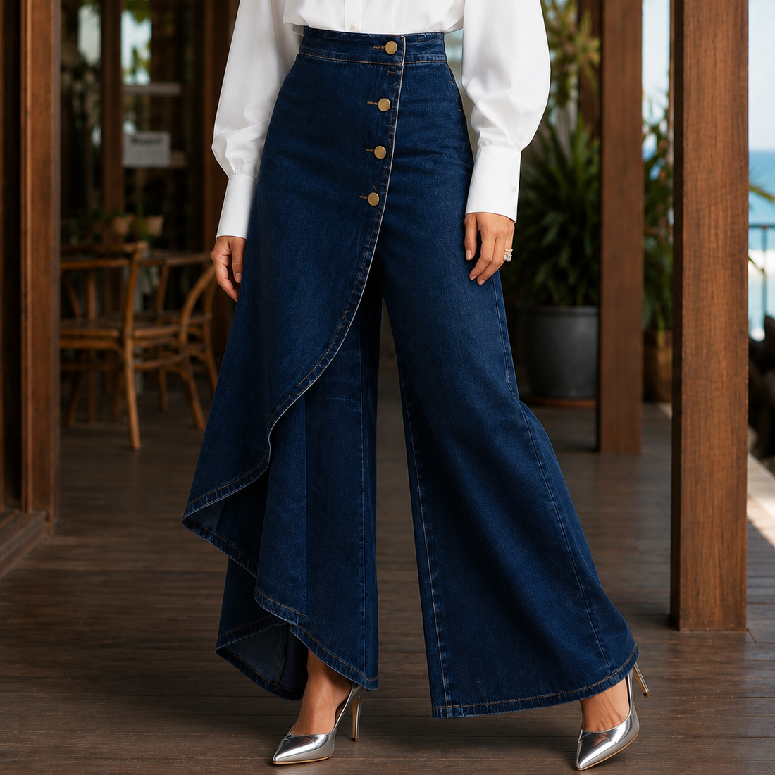Clara-Claire Wrap Pants - Dark Blue
