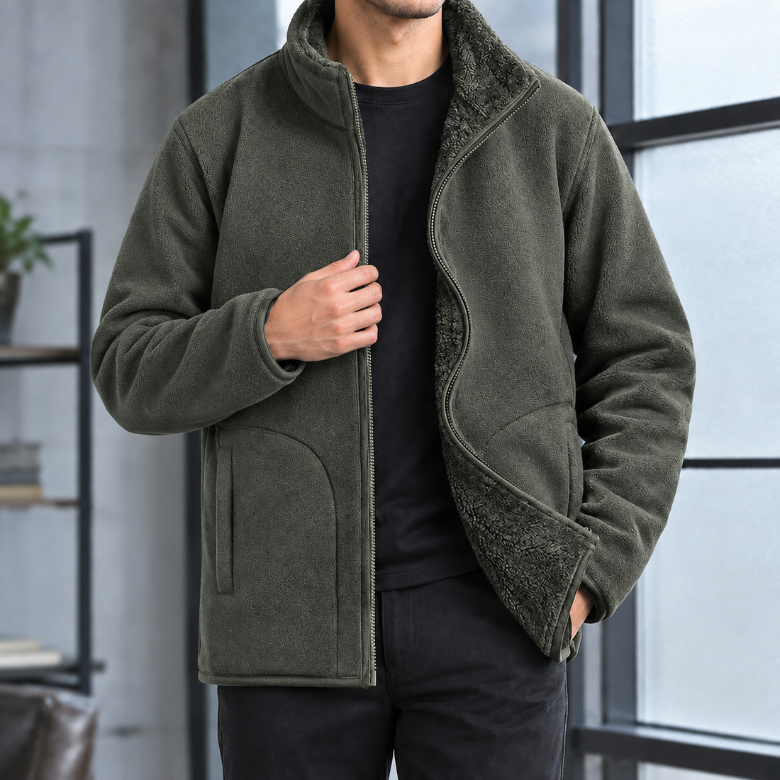 Vaughn Fleece Lined Jacket - Army Green