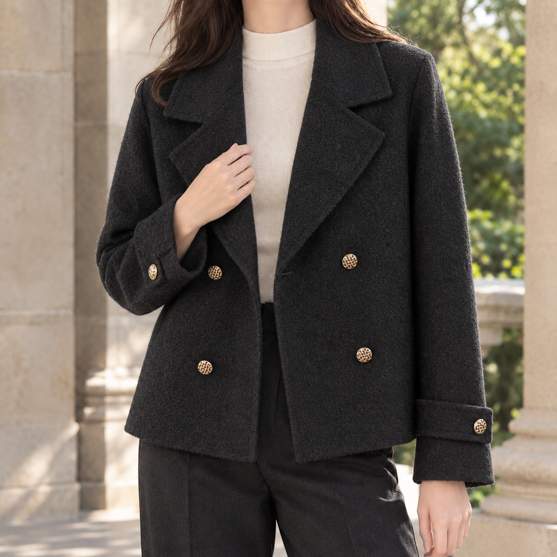 Portia-Faye Double-Breasted Jacket - Black