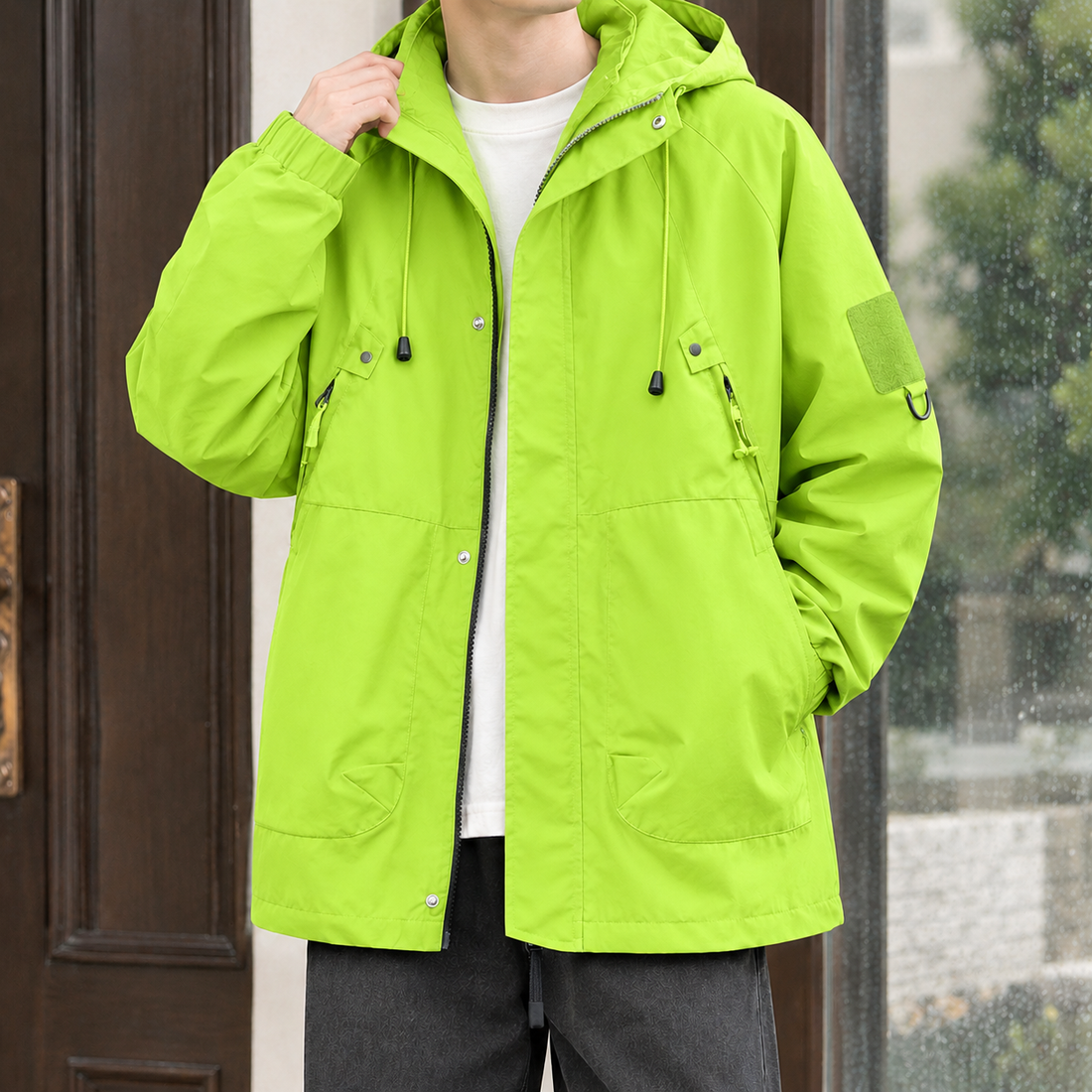 Harlan Hooded Utility Jacket - Fluorescent Green